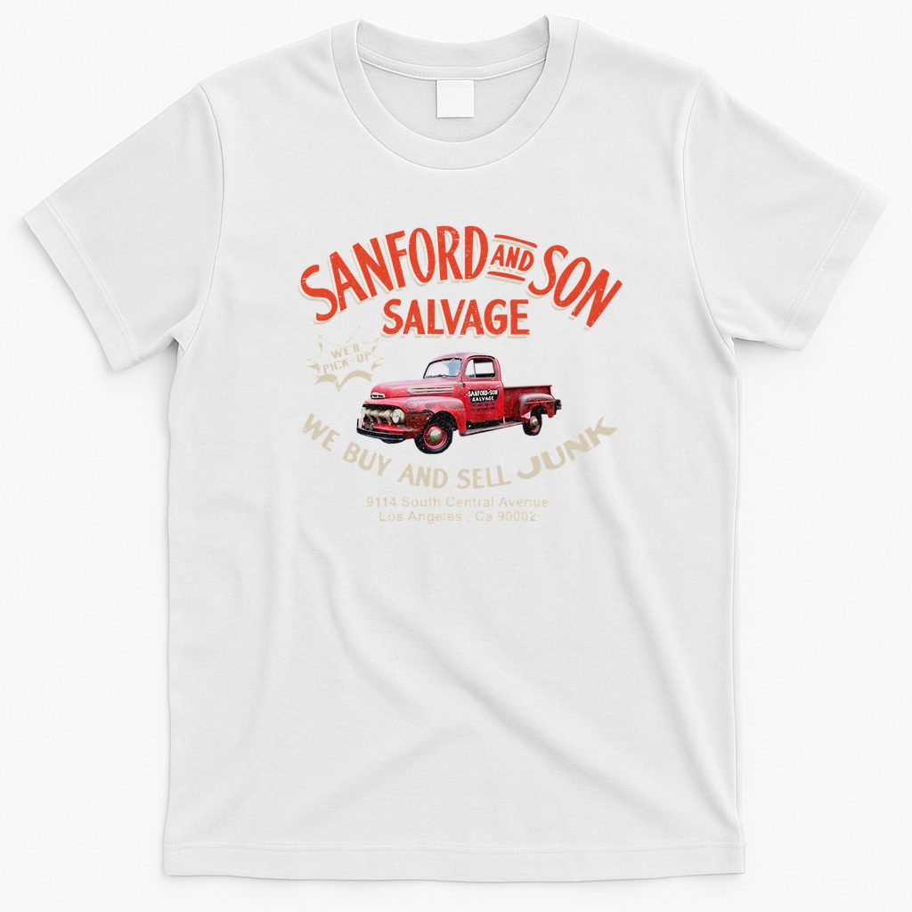Sanford and Son Salvage Worn Truck Retro Graphic Tee - White