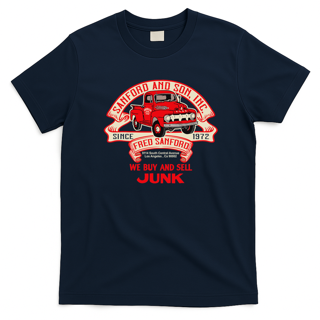 Sanford and Son Truck Ribbon Graphic T-Shirt - Navy Blue