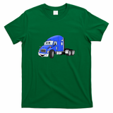 Semi Truck Blue Cartoon Graphic T-Shirt - Irish Green