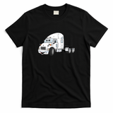 Semi-Truck Cab White Graphic T-Shirt - Black