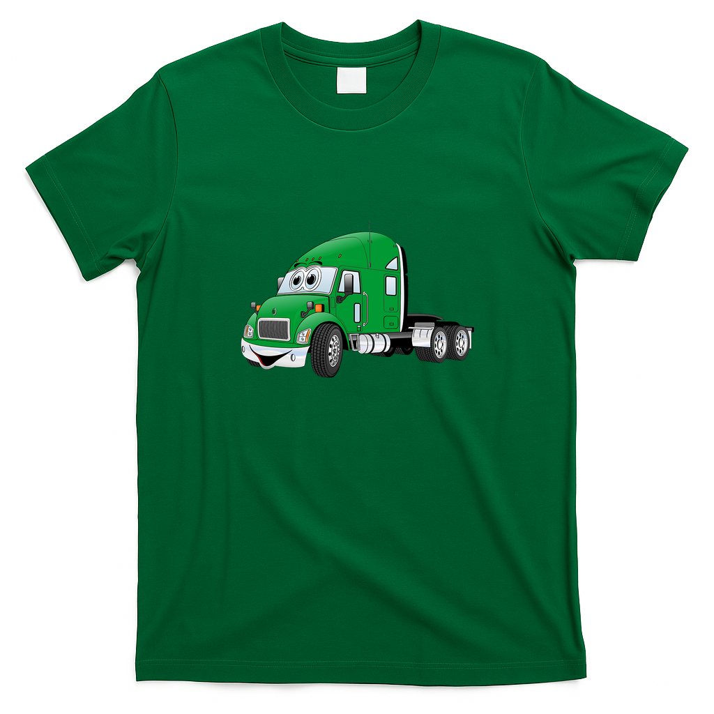 Semi-Truck Cab Green Graphic T-Shirt - Irish Green