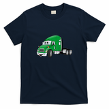 Semi-Truck Cab Green Graphic T-Shirt - Navy Blue