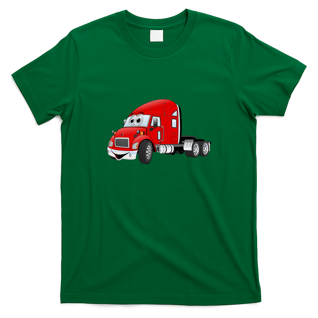 Semi-Truck Cab Red Graphic T-Shirt - Irish Green