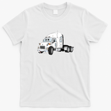 Semi-Truck Cab White Retro Graphic Tee - White