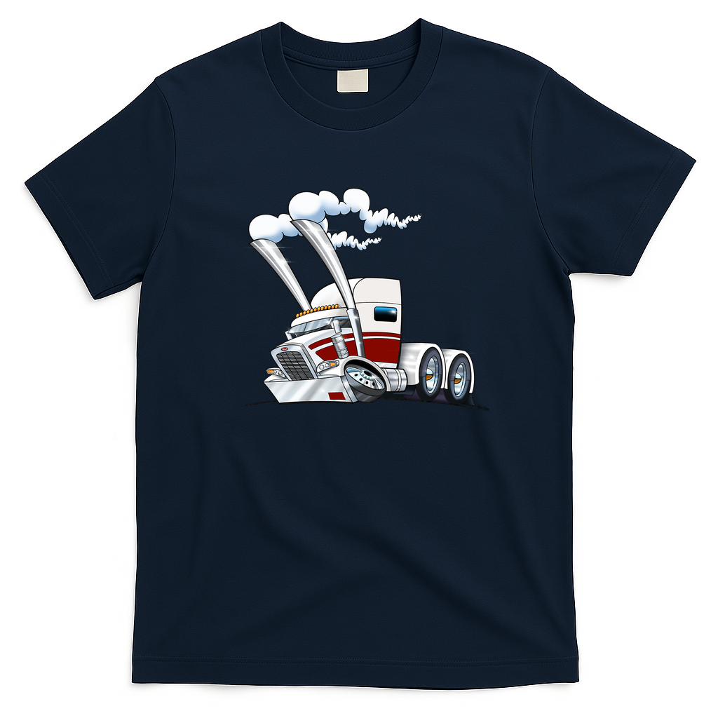 Classic Semi Truck Graphic T-Shirt - Navy Blue