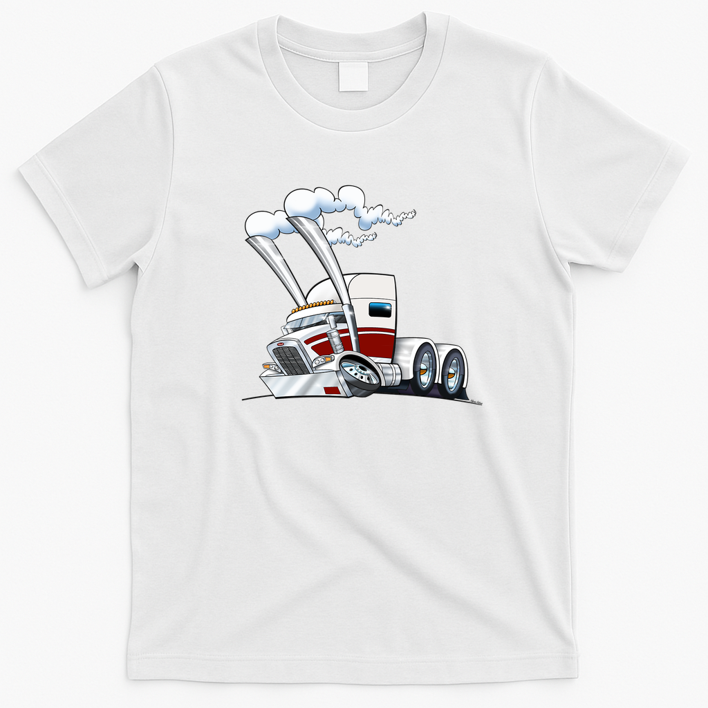 Classic Semi Truck Graphic T-Shirt - White