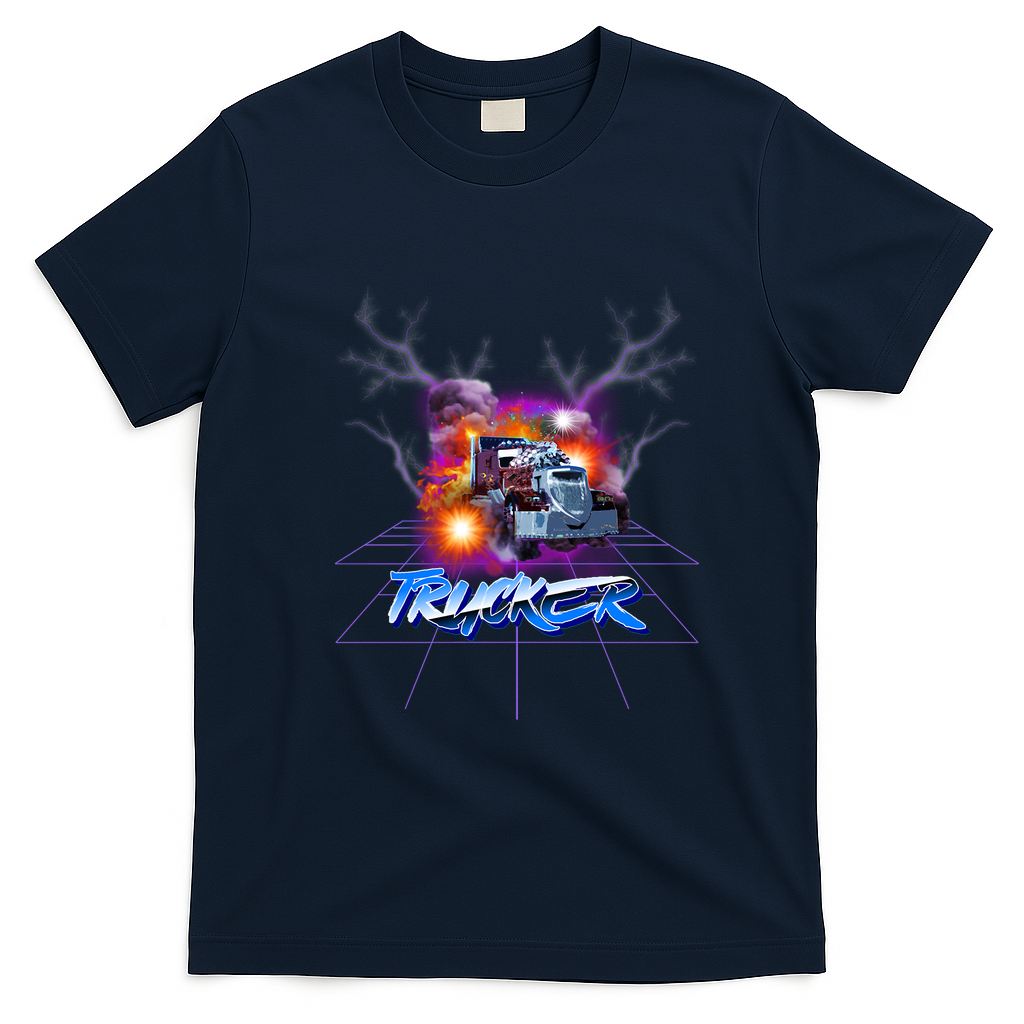 Big Rig Trucker Transport T-Shirt - Navy Blue