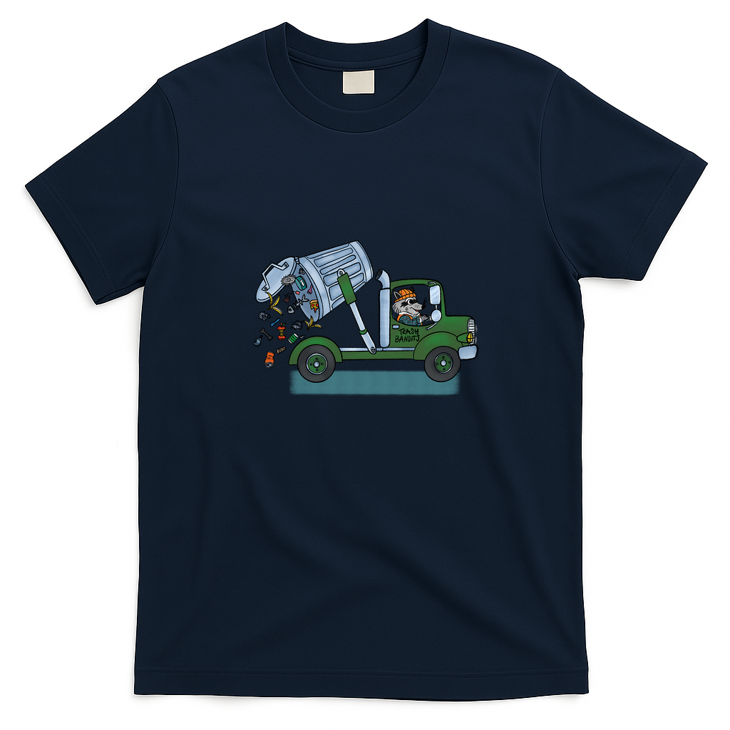 Trash Bandits Retro Graphic Tee - Navy Blue