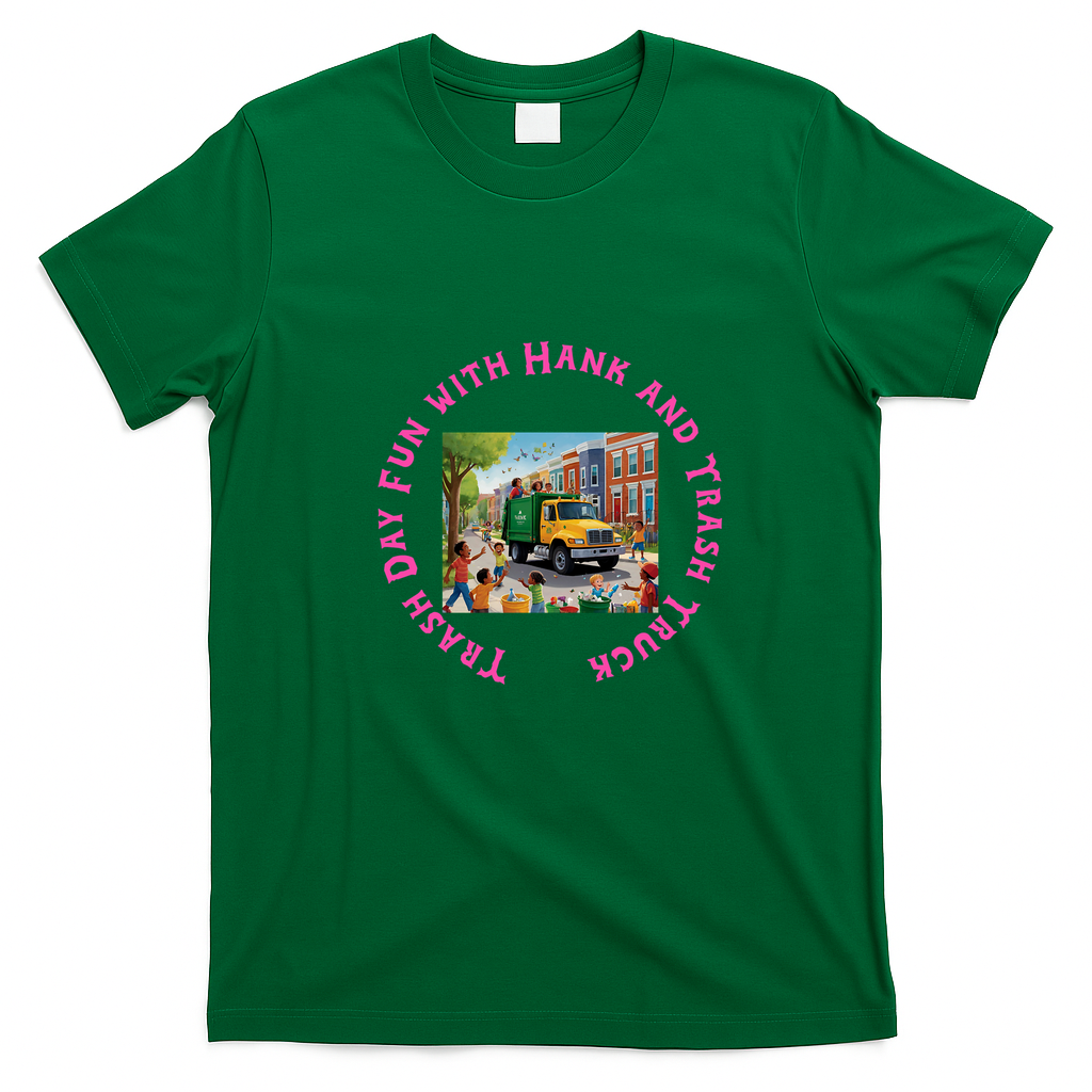 Trash Day Fun with Hank and Trash Truck Graphic T-Shirt - Irish Green