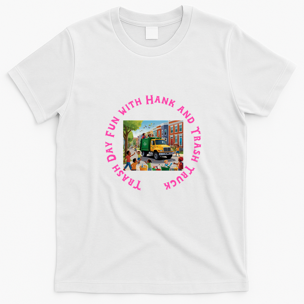 Trash Day Fun with Hank and Trash Truck Graphic T-Shirt - White
