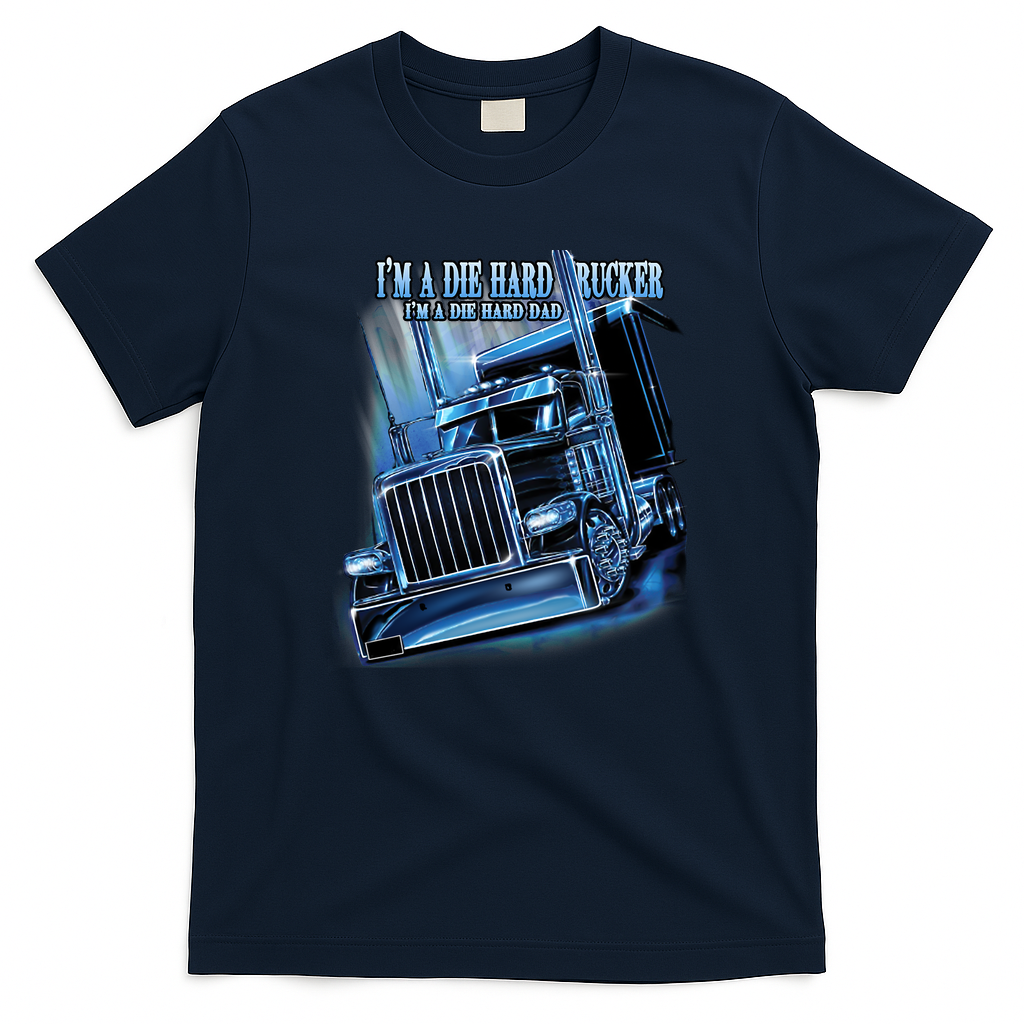 Trucker Dad Vintage Truck T-Shirt - Navy Blue
