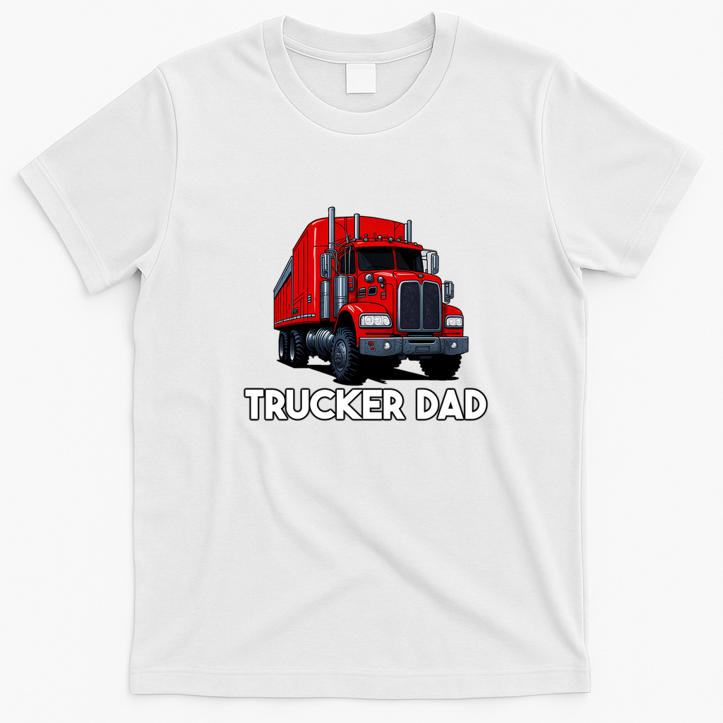 Trucker Dad Bold Graphic T-Shirt - White