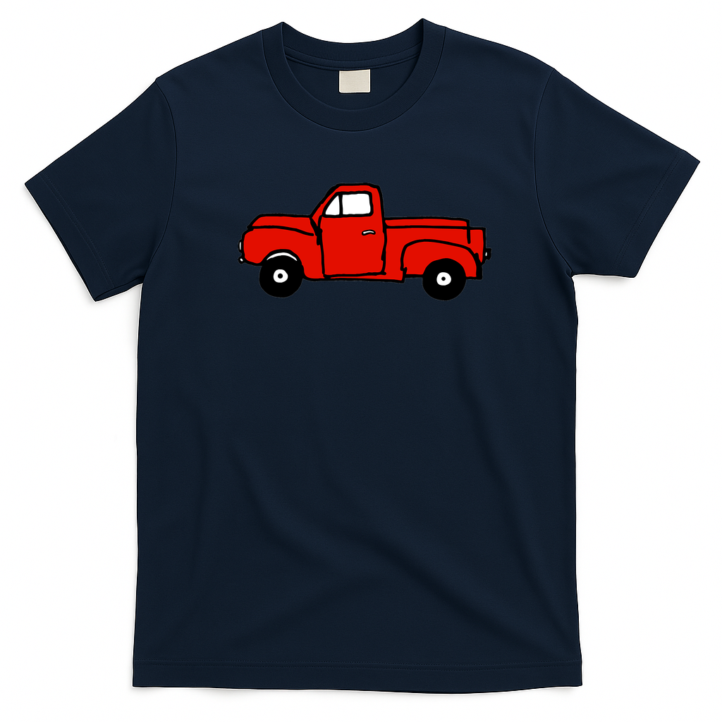 Classic Truck Distressed Graphic Tee - Navy Blue