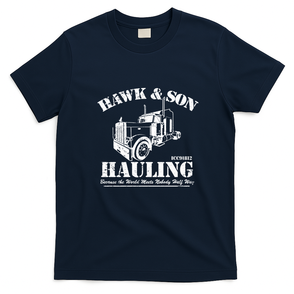 Over The Top Hawk & Son Hauling Retro Graphic Tee - Navy Blue