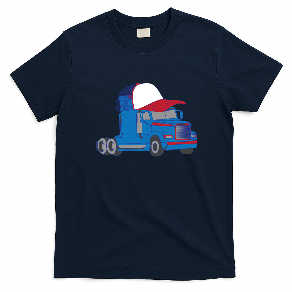 Trucker Hat Classic Trucker T-Shirt - Navy Blue
