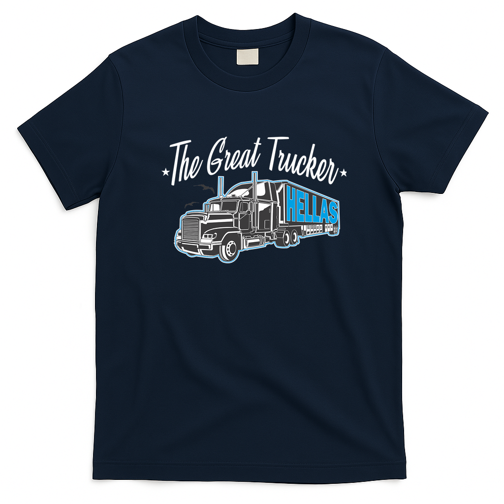 Trucker Hellas Greek Trucking T-Shirt - Navy Blue