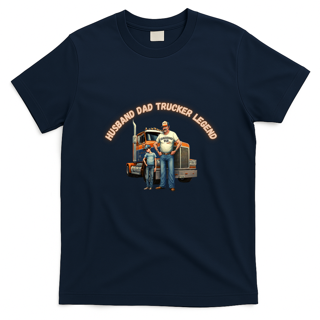 Husband Dad Trucker Legacy T-Shirt - Navy Blue