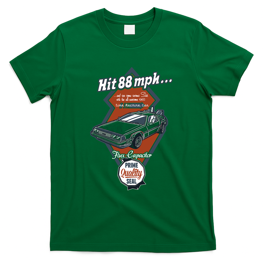 Time Machine Car Graphic T-Shirt - Irish Green
