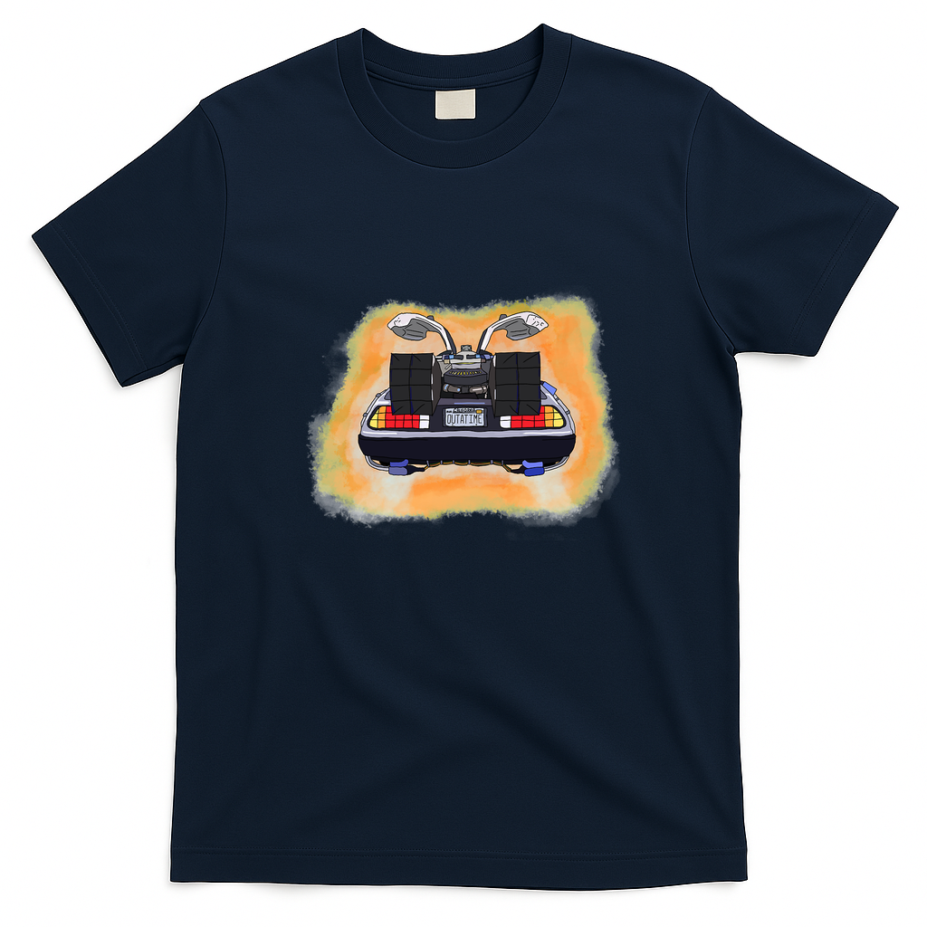 DeLorean Time Machine Vintage T-Shirt - Navy Blue