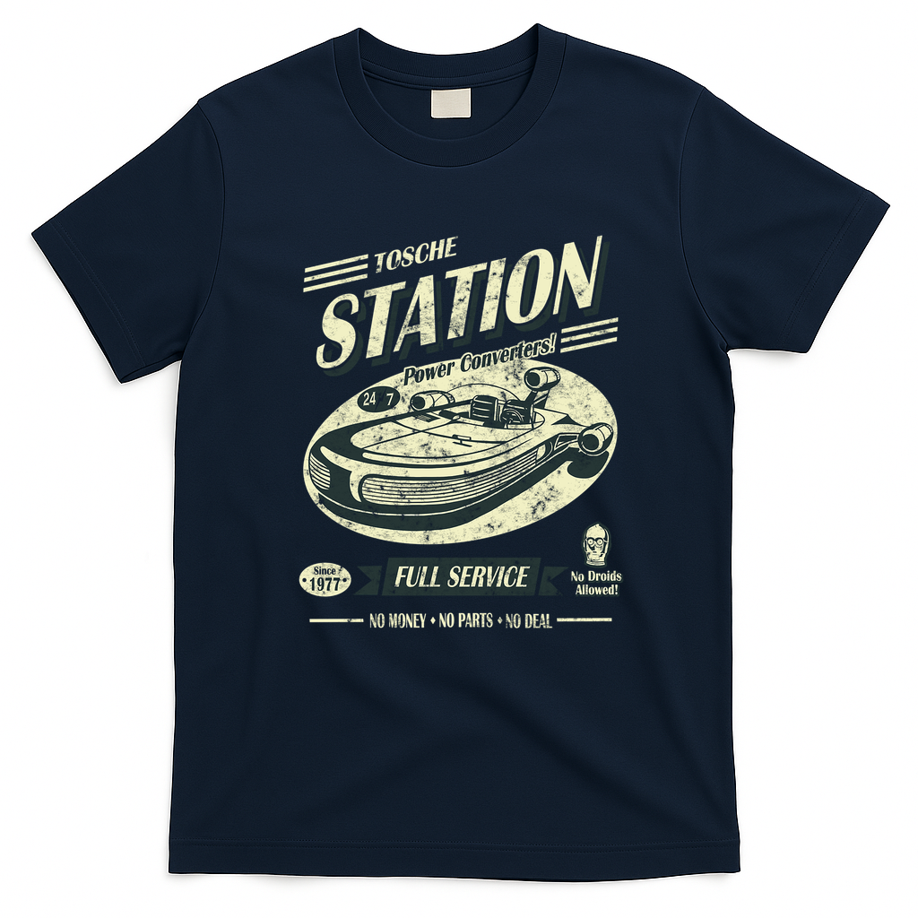 Tosche Station Retro Graphic Tee - Navy Blue