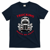 Trucker Skull Trucking Makes Me Happy Tee - Navy Blue