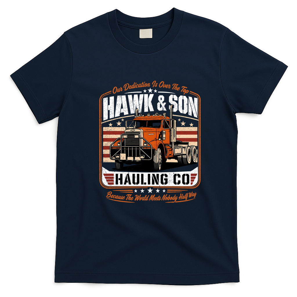 Over the Top Hawk & Son Arm Wrestling T-Shirt - Navy Blue