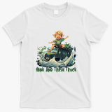 Hank and Trash Truck Cartoon Retro Graphic Tee - White