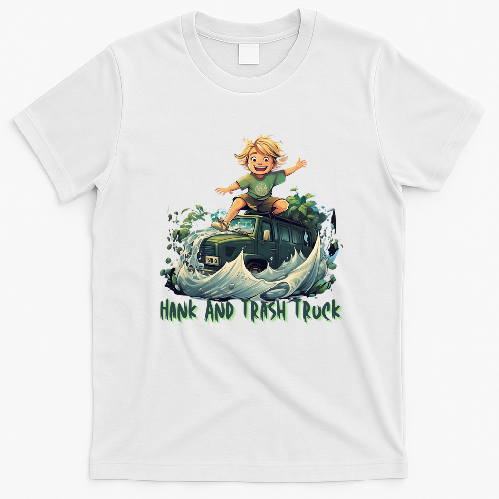 Hank and Trash Truck Cartoon Retro Graphic Tee - White