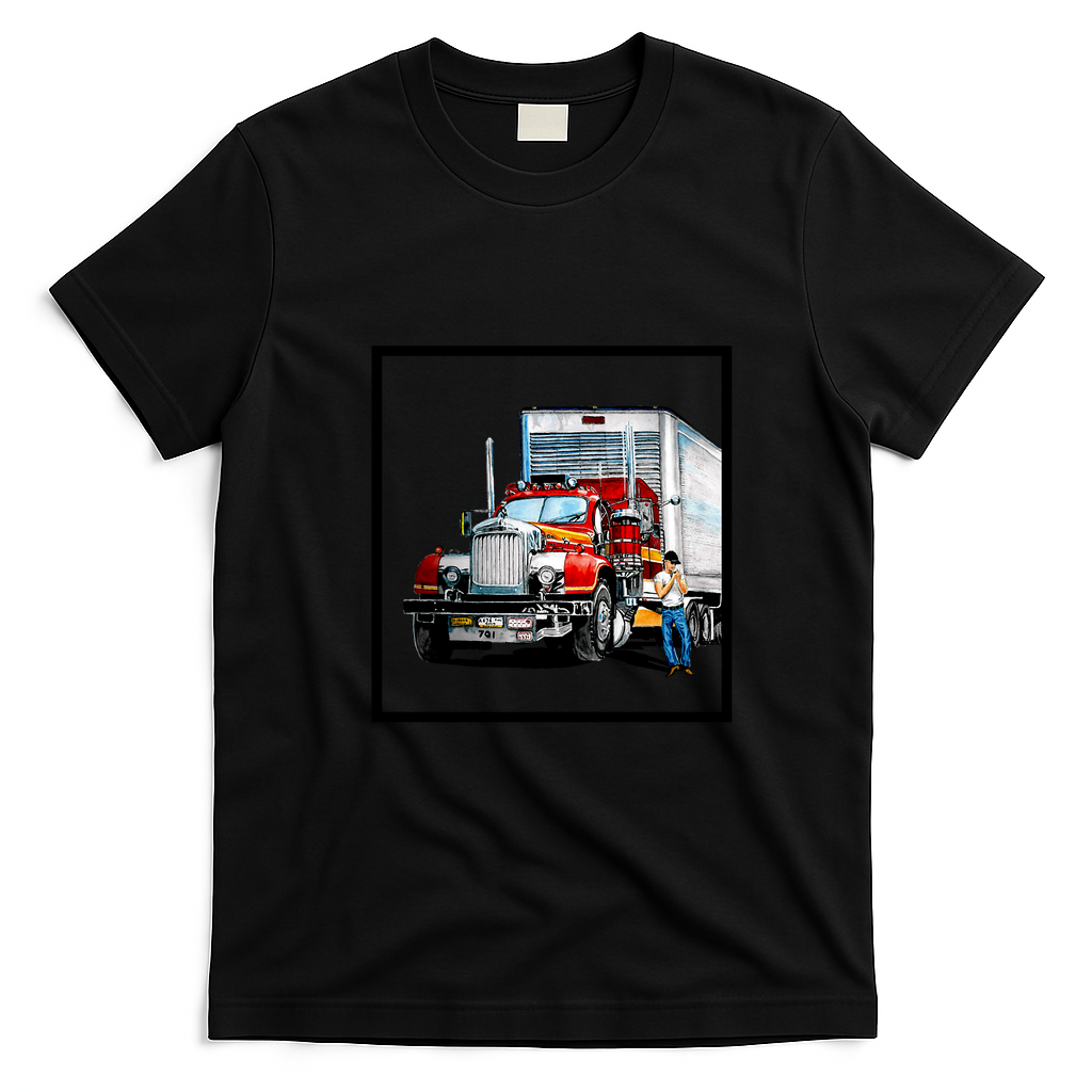 Truck and trailer Graphic T-Shirt - Black