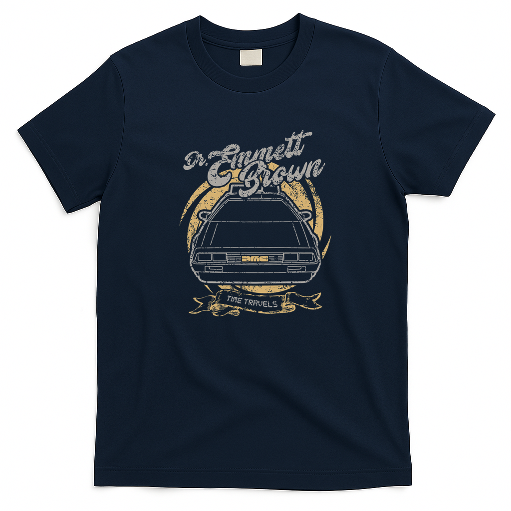 Time Travel Retro Graphic Tee - Navy Blue