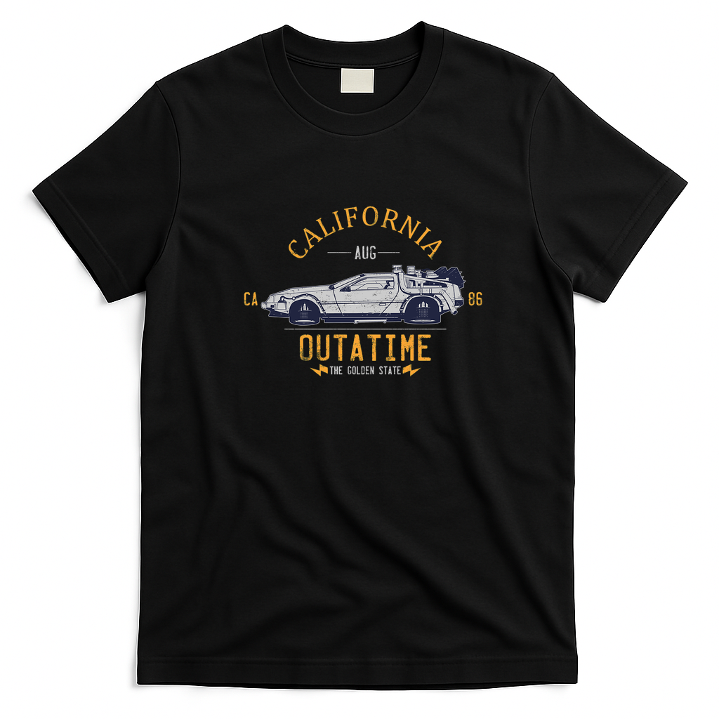 OUTATIME License Plate Retro Graphic Tee - Black