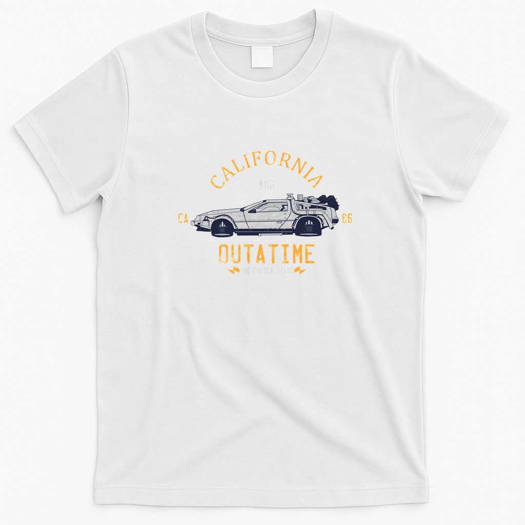 OUTATIME License Plate Retro Graphic Tee - White