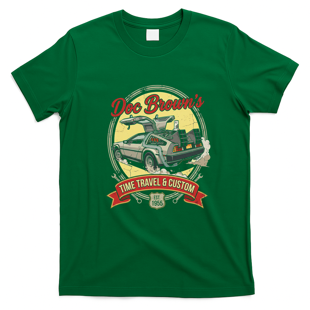 Vintage 1955 Time Travel Car Graphic T-Shirt - Irish Green