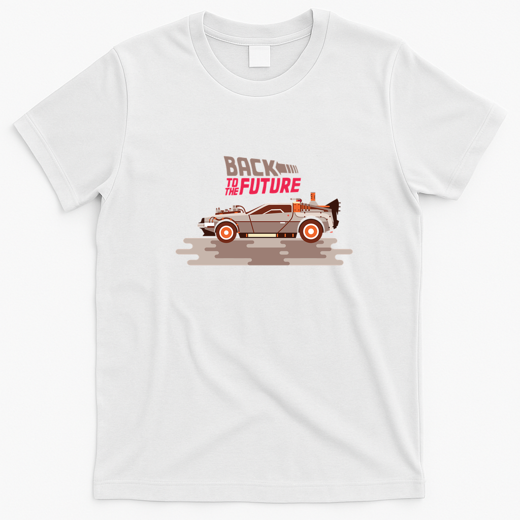 Vintage Classic Car DeLorean Film Graphic T-Shirt - White