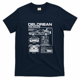 Vintage Classic Car DeLorean Project Graphic T-Shirt - Navy Blue
