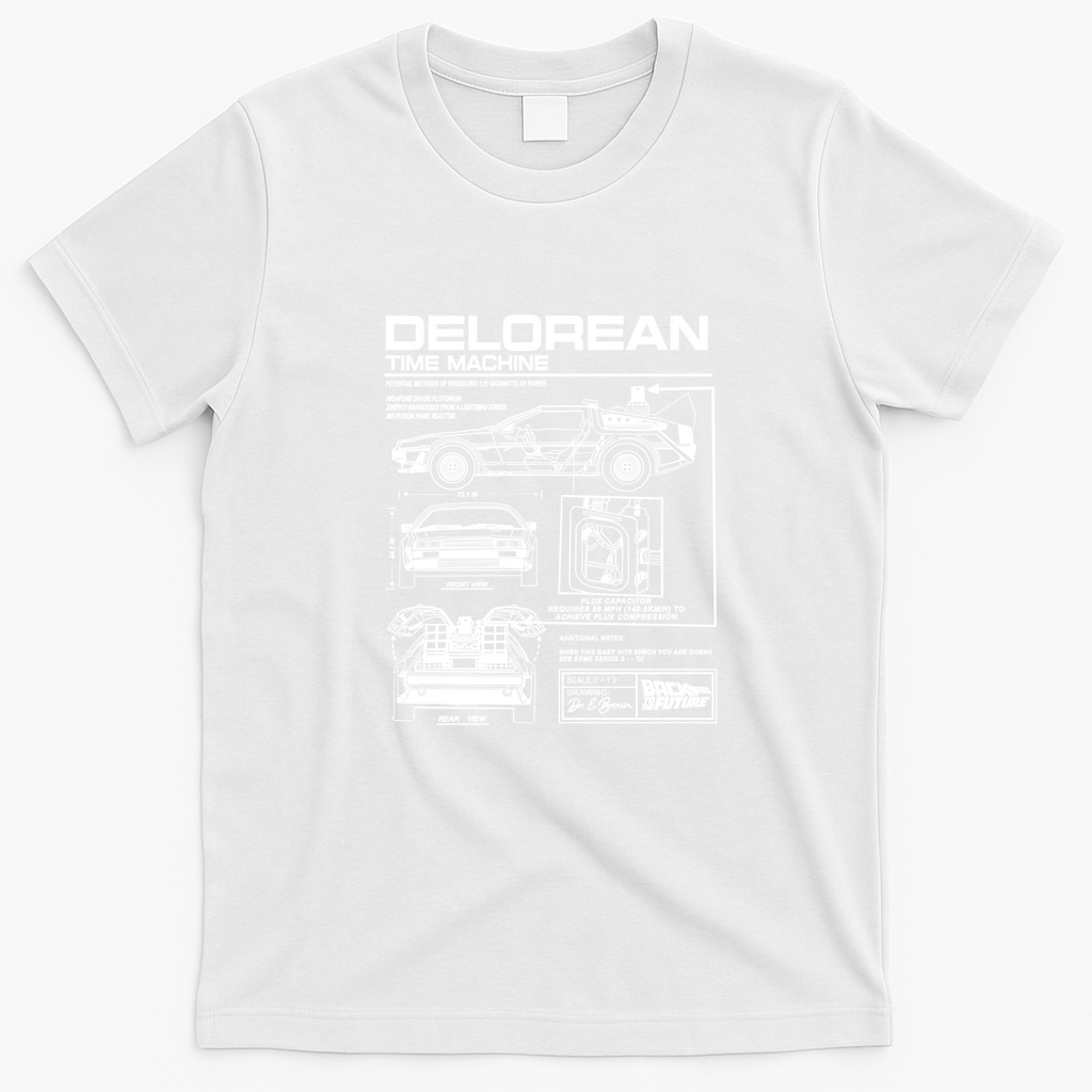 Vintage Classic Car DeLorean Project Graphic T-Shirt - White