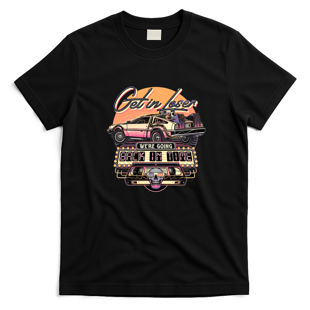 Halloween DeLorean Vintage T-Shirt - Black