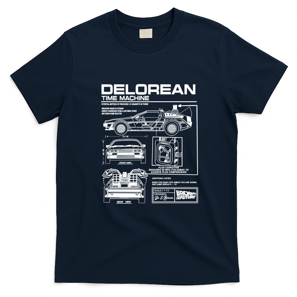 DMC DeLorean Special Series T-Shirt - Navy Blue