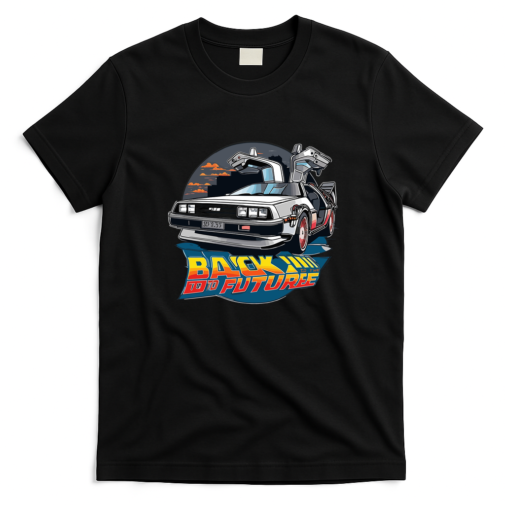 Vintage Classic Car DeLorean DMC-12 Graphic T-Shirt - Black