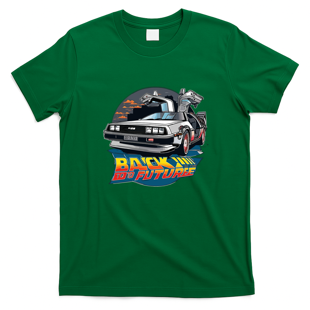 Vintage Classic Car DeLorean DMC-12 Graphic T-Shirt - Irish Green