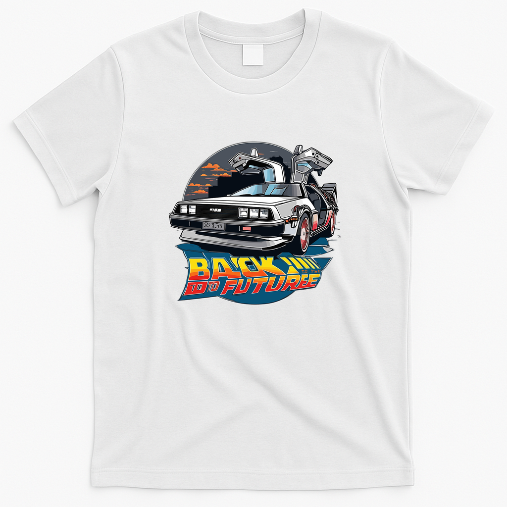Vintage Classic Car DeLorean DMC-12 Graphic T-Shirt - White