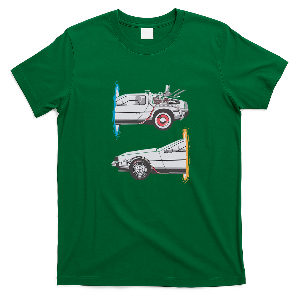 Vintage Classic Car DeLorean Creative Graphic T-Shirt - Irish Green