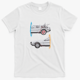 Vintage Classic Car DeLorean Creative Graphic T-Shirt - White