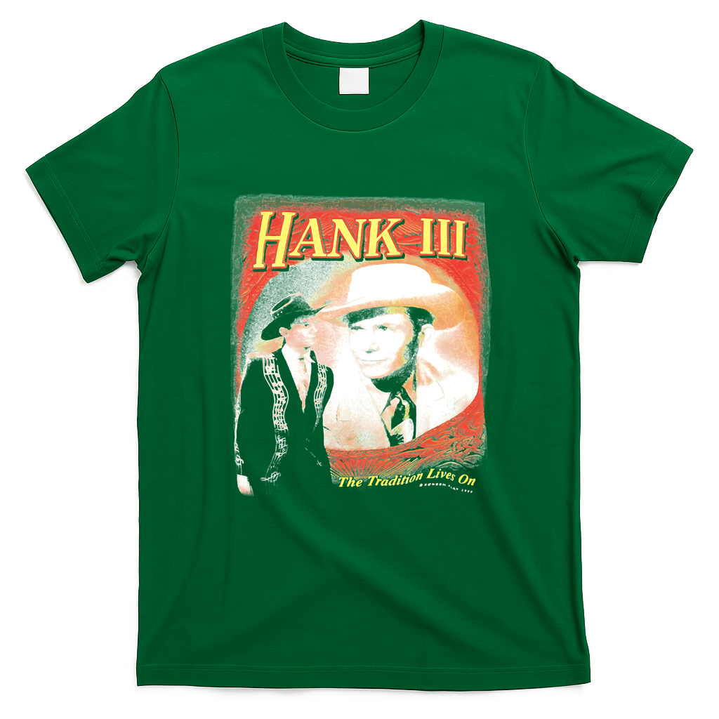 Vintage Hank Williams III Debut Risin Classic Retro Graphic Tee - Irish Green