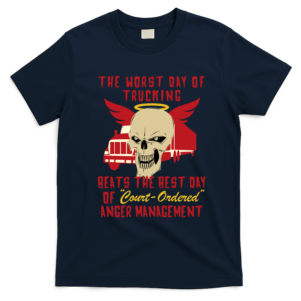 A Bad Day Trucking Beats Anger Management Tee - Navy Blue