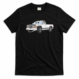 White Pick Up Truck Cartoon Graphic T-Shirt - Black