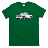 White Pick Up Truck Cartoon Graphic T-Shirt - Irish Green
