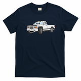 White Pick Up Truck Cartoon Graphic T-Shirt - Navy Blue
