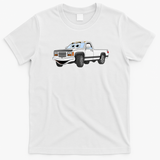 White Pick Up Truck Cartoon Graphic T-Shirt - White